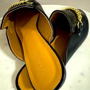 Pink Lily flats with gold chain